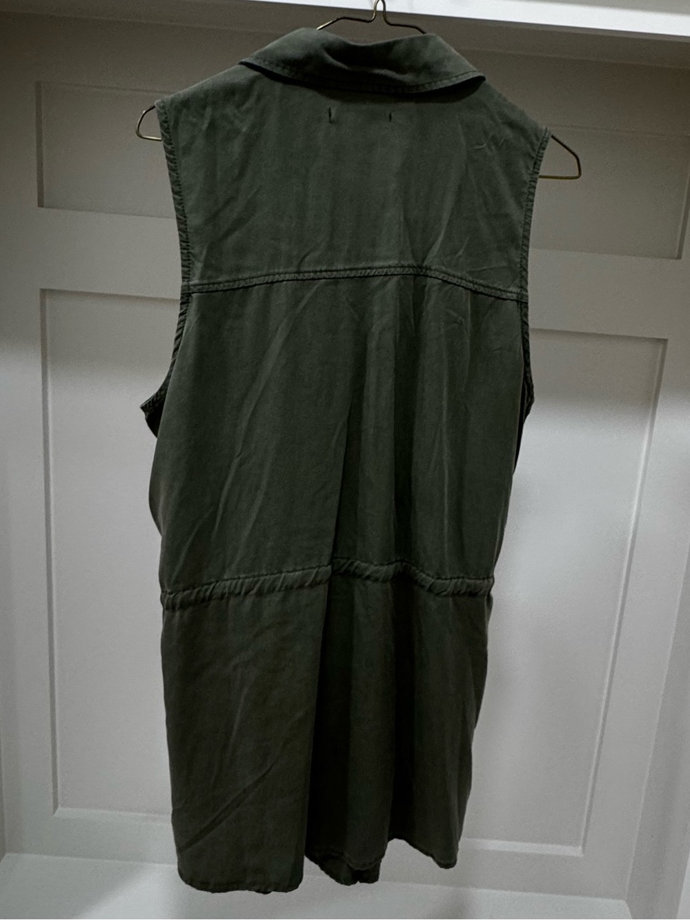 Dear John Olive Green Sleeveless Utility Shirt Dress  Size Medium EUC - Picture 2 of 8